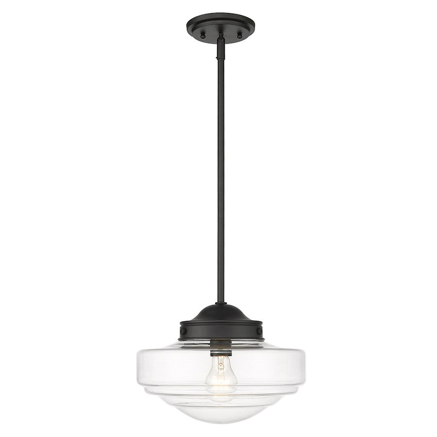 1 Light Pendant, Matte Black/Clear