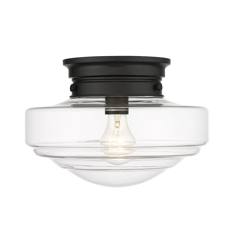 Golden Lighting Ingalls 1 Light Semi-Flush, Matte Black/Clear