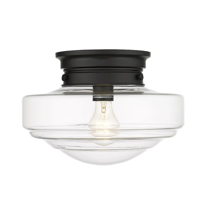 Golden Lighting Ingalls 1 Light Semi-Flush, Matte Black/Clear