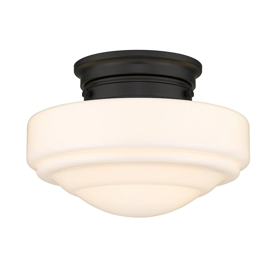 Golden Lighting Ingalls 1 Light Semi-Flush, Black/Vintage Milk - 0508-SFBLK-VMG