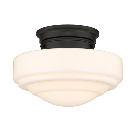 Golden Lighting Ingalls 1 Light Semi-Flush, Black/Vintage Milk - 0508-SFBLK-VMG