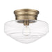 Golden Lighting Ingalls 1 Light Semi-Flush Mount, Brass/Clear - 0508-SFMBS-CLR