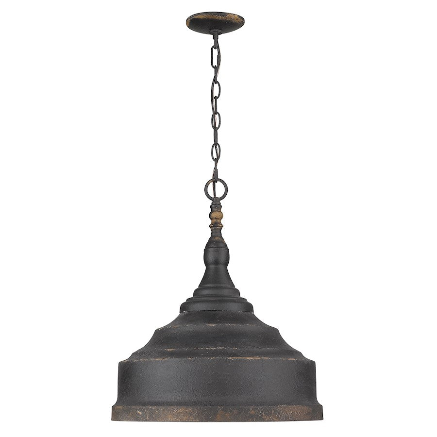 3 Light Pendant, Antique Black Iron