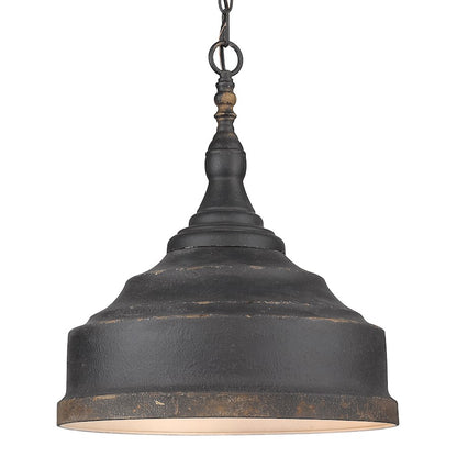 3 Light Pendant, Antique Black Iron