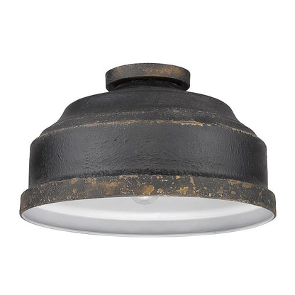 Golden Lighting Keating Flush Mount, Antique Black Iron