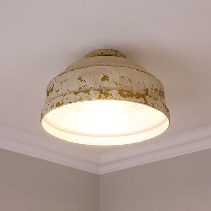 Golden Lighting Keating 3 Light Flush Mount, Antique Ivory