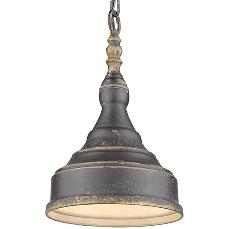 1 Light Mini Pendant, Antique Black Iron