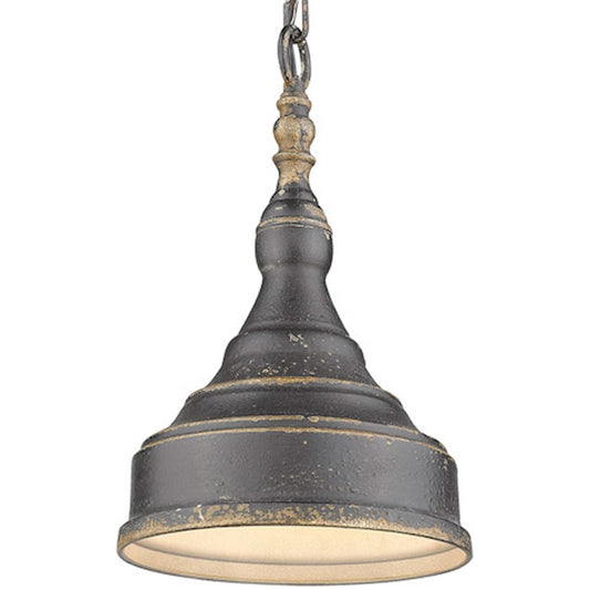 1 Light Mini Pendant, Antique Black Iron