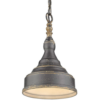 1 Light Mini Pendant, Antique Black Iron