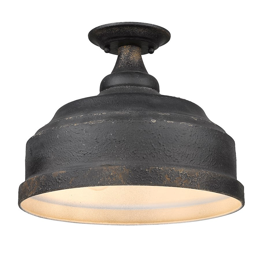 Golden Lighting Keating Semi Flush Mount, Antique Black Iron - 0806-SFABI