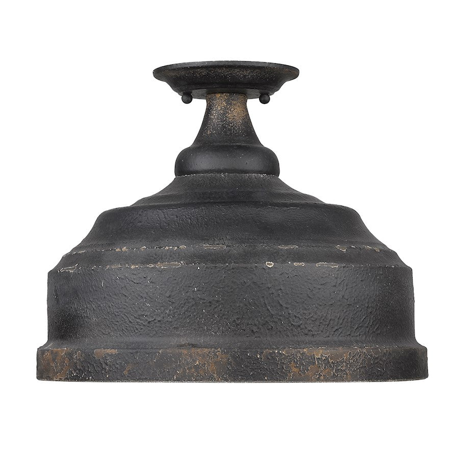 Golden Lighting Keating Semi Flush Mount, Antique Black Iron