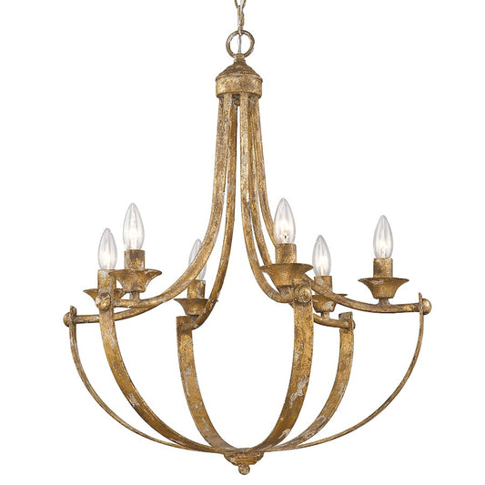 Golden Lighting Victoria 6 Light Chandelier, Heirloom Gold - 0815-6HG