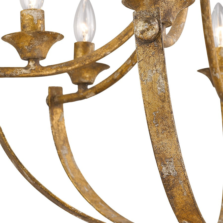 6 Light Chandelier, Heirloom Gold