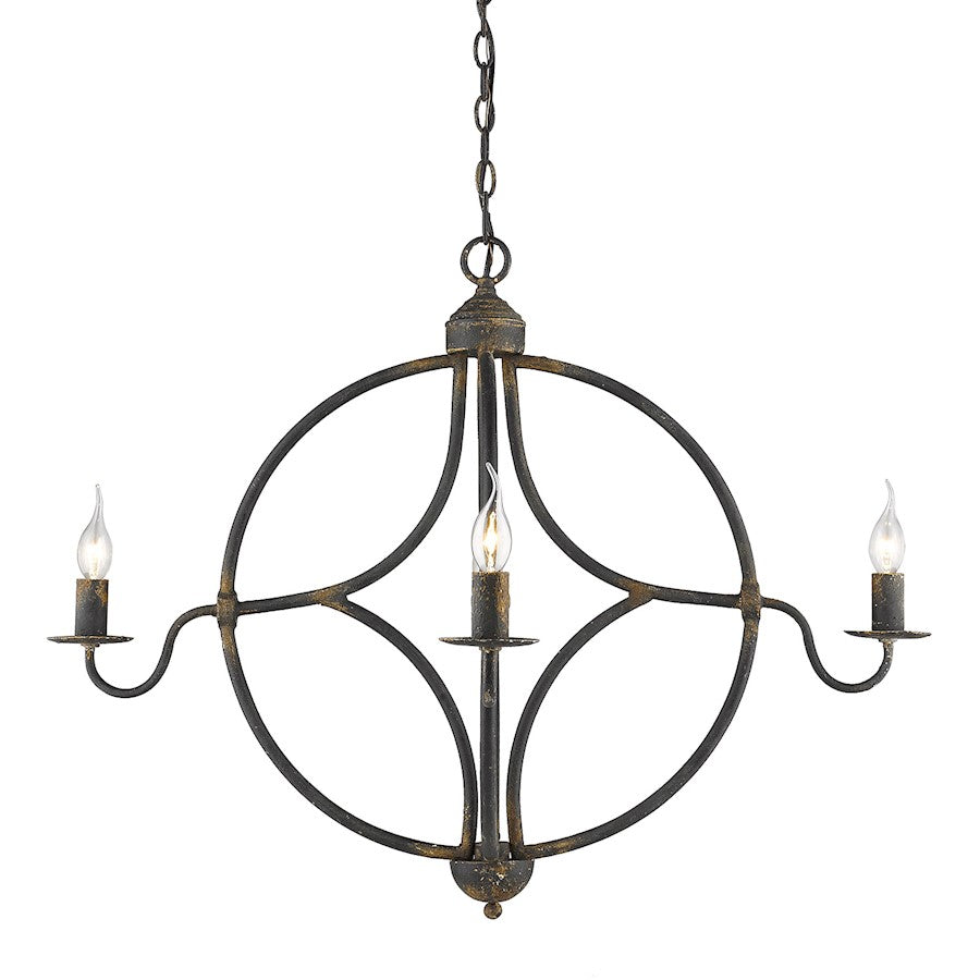 Golden Lighting Caspian 4 Light Chandelier, Antique Black Iron - 0830-4ABI