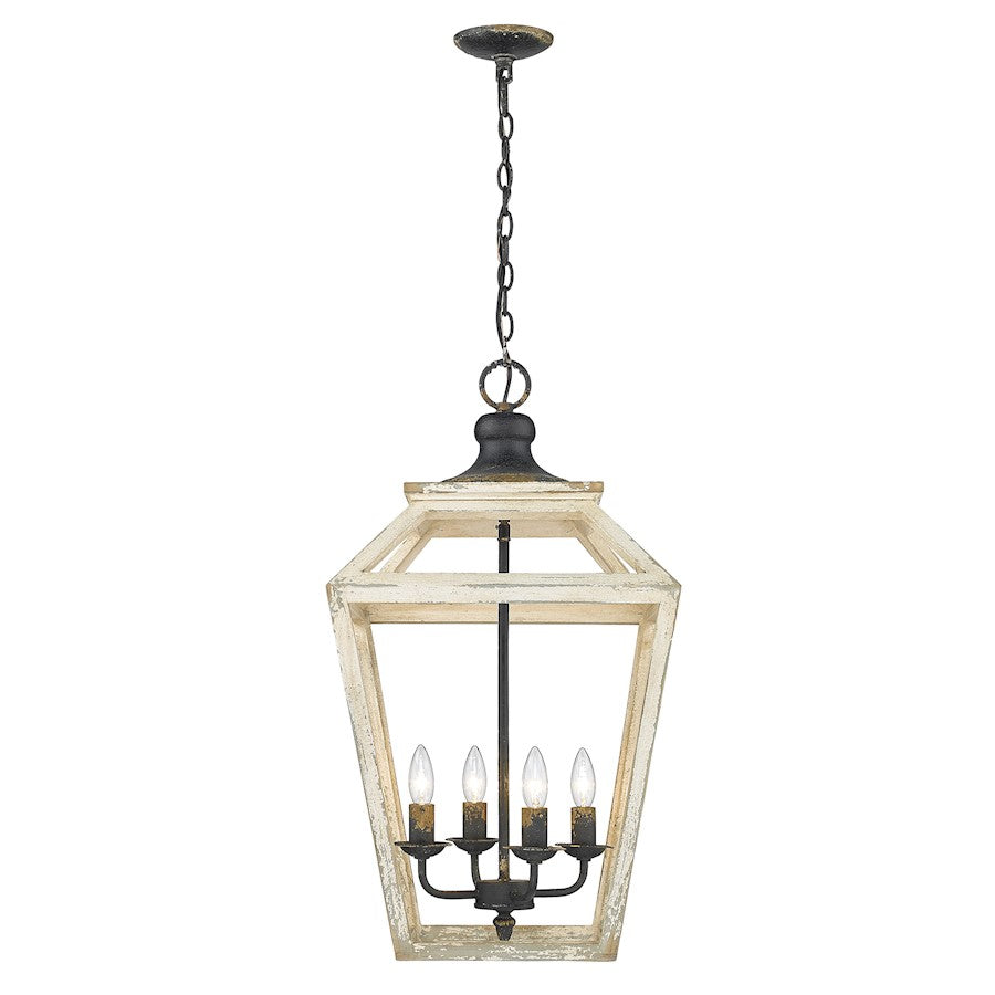 4 Light Pendant, Antique Black Iron