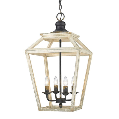 4 Light Pendant, Antique Black Iron