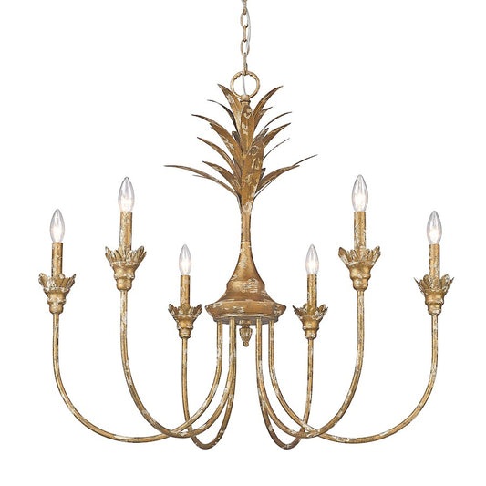 Golden Lighting Lillianne HG 6 Light Chandelier, Heirloom Gold - 0846-6HG