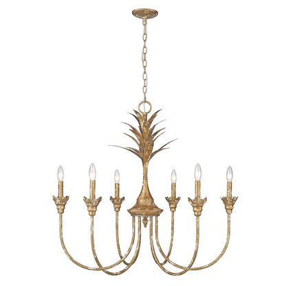 6 Light Chandelier, Heirloom Gold