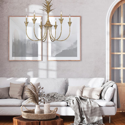 6 Light Chandelier, Heirloom Gold