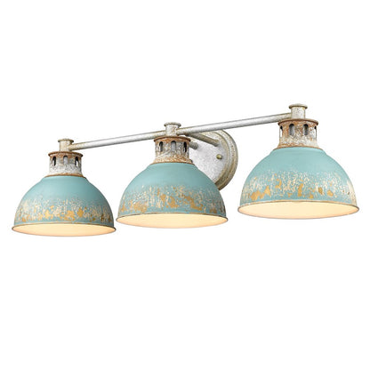 Golden Lighting Kinsley 3 Light Bath, Galvanized Steel/Teal - 0865-BA3AGV-TEAL