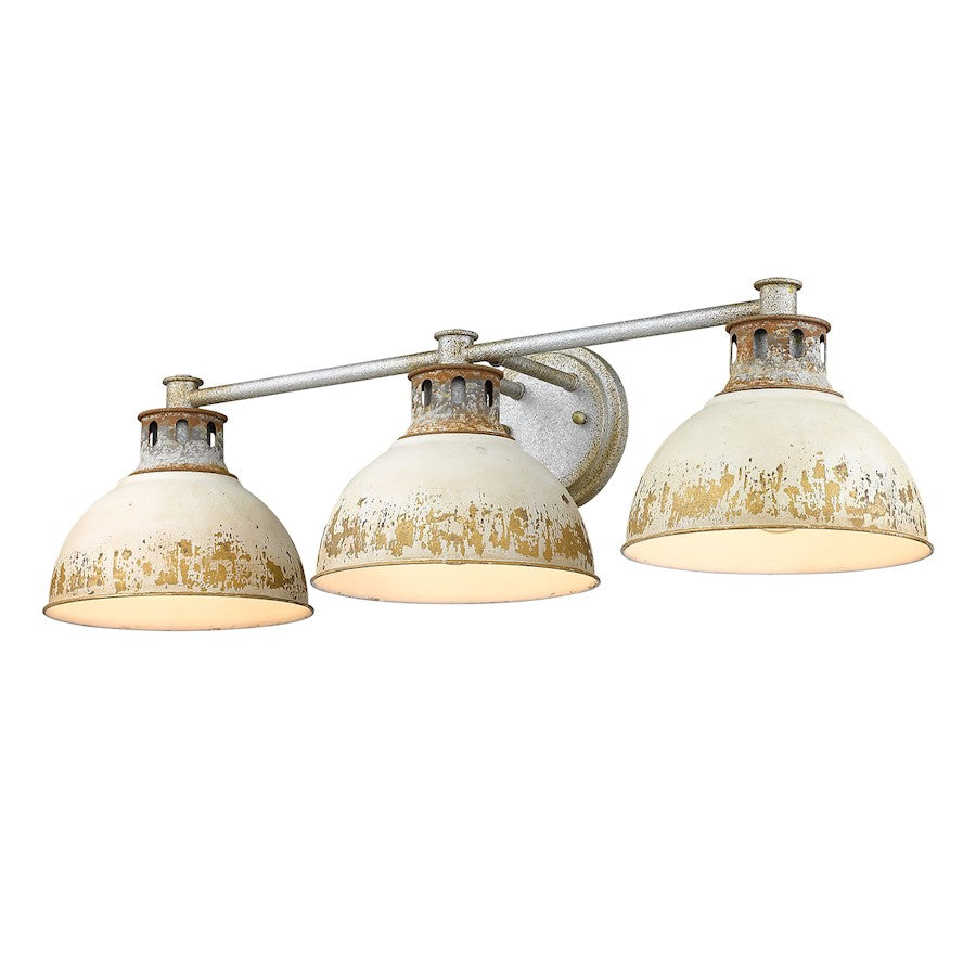 Golden Lighting Kinsley 2-Lt Flush Mount, Galvanized Steel/Ivory - 0865-FMAGV-AI