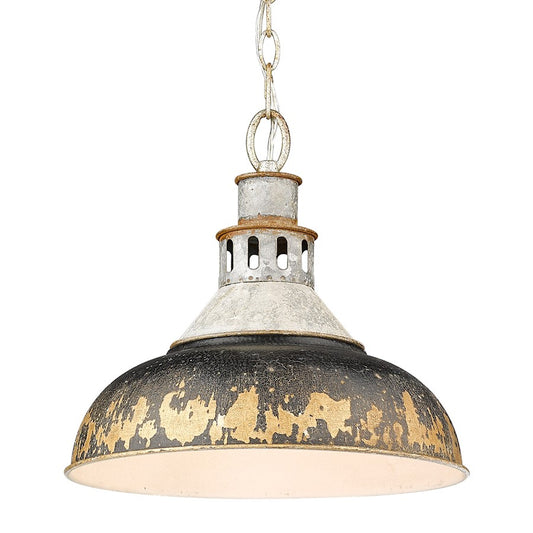 Golden Lighting Kinsley 1 Light Large Pendant, Steel/Black Iron - 0865-LAGV-ABI