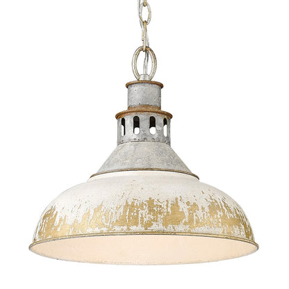 Golden Lighting Kinsley 1 Light Large Pendant, Steel/Ivory - 0865-LAGV-AI