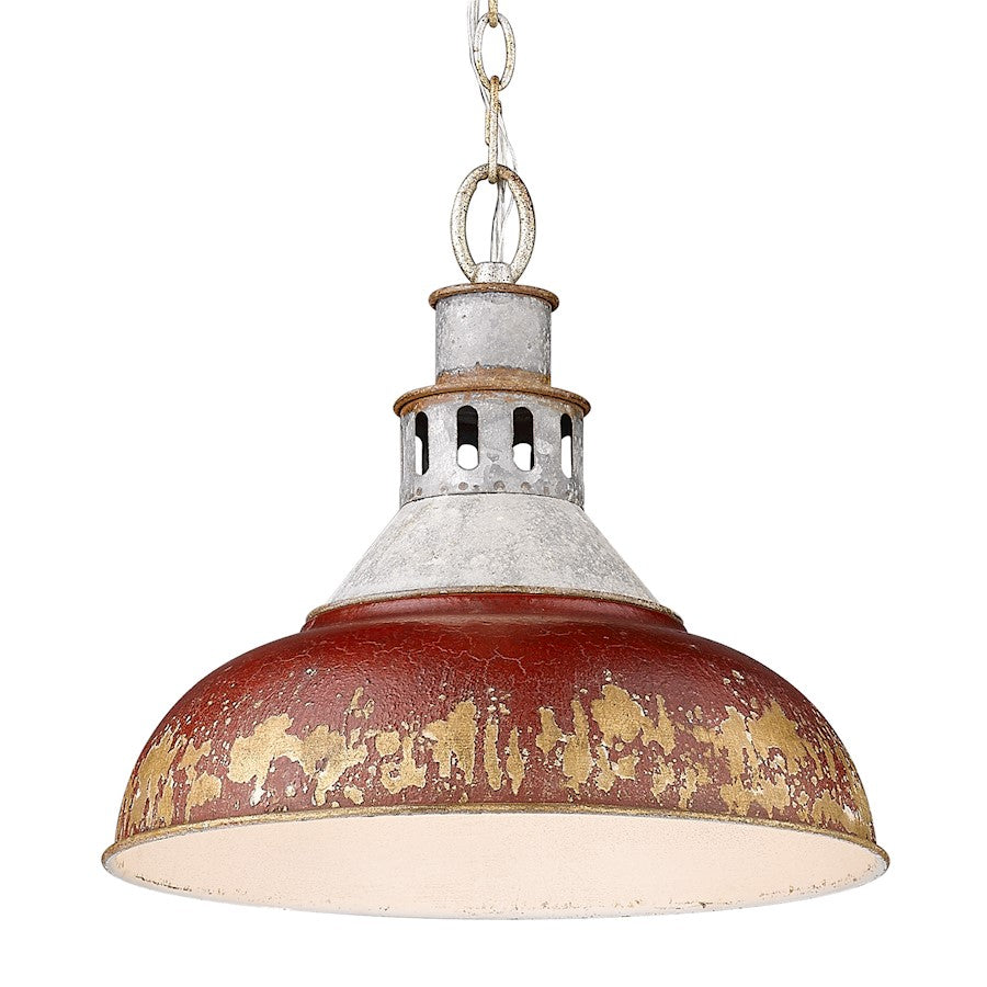 Golden Lighting Kinsley 1 Light Large Pendant, Steel/Red - 0865-LAGV-RED