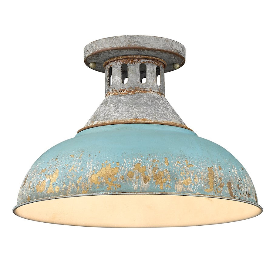 Golden Lighting Kinsley 1 Light Semi-Flush, Steel/Teal - 0865-SFAGV-TEAL