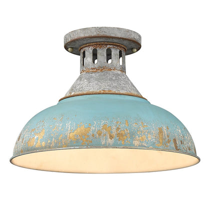 Golden Lighting Kinsley 1 Light Semi-Flush, Steel/Teal - 0865-SFAGV-TEAL