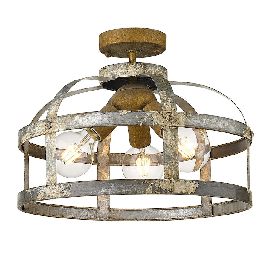 Golden Lighting Bavaria 3 Light Semi-Flush, Colonial Steel - 0869-SFCS