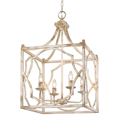 4 Light Pendant, Antique Ivory