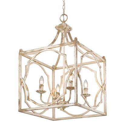 4 Light Pendant, Antique Ivory