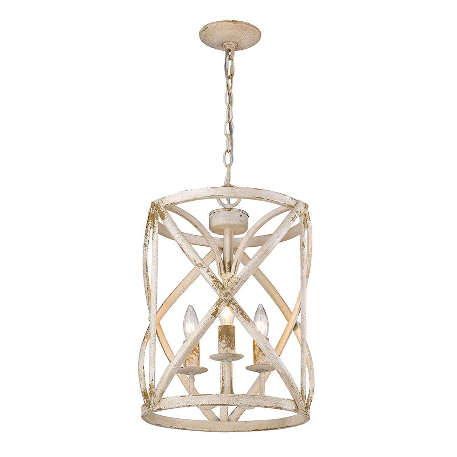 3 Light Pendant, Antique Ivory