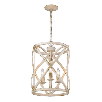 3 Light Pendant, Antique Ivory