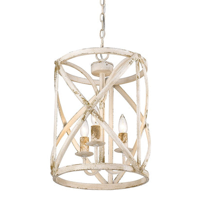 3 Light Pendant, Antique Ivory