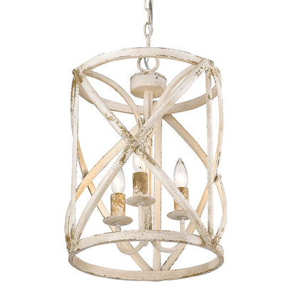 3 Light Pendant, Antique Ivory