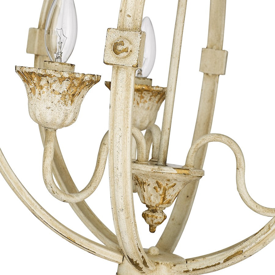 3 Light Pendant, Antique Ivory