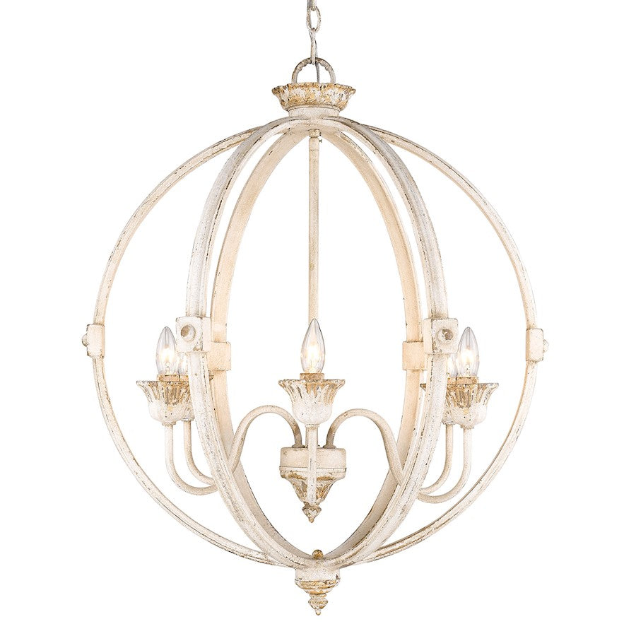 Golden Lighting Jules 6 Light Chandelier, Antique Ivory - 0892-6AI