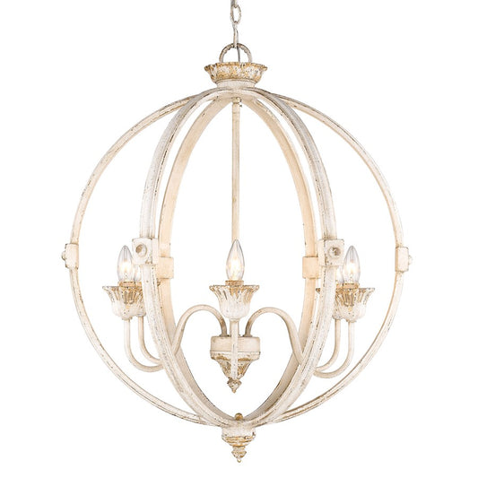 Golden Lighting Jules 6 Light Chandelier, Antique Ivory - 0892-6AI