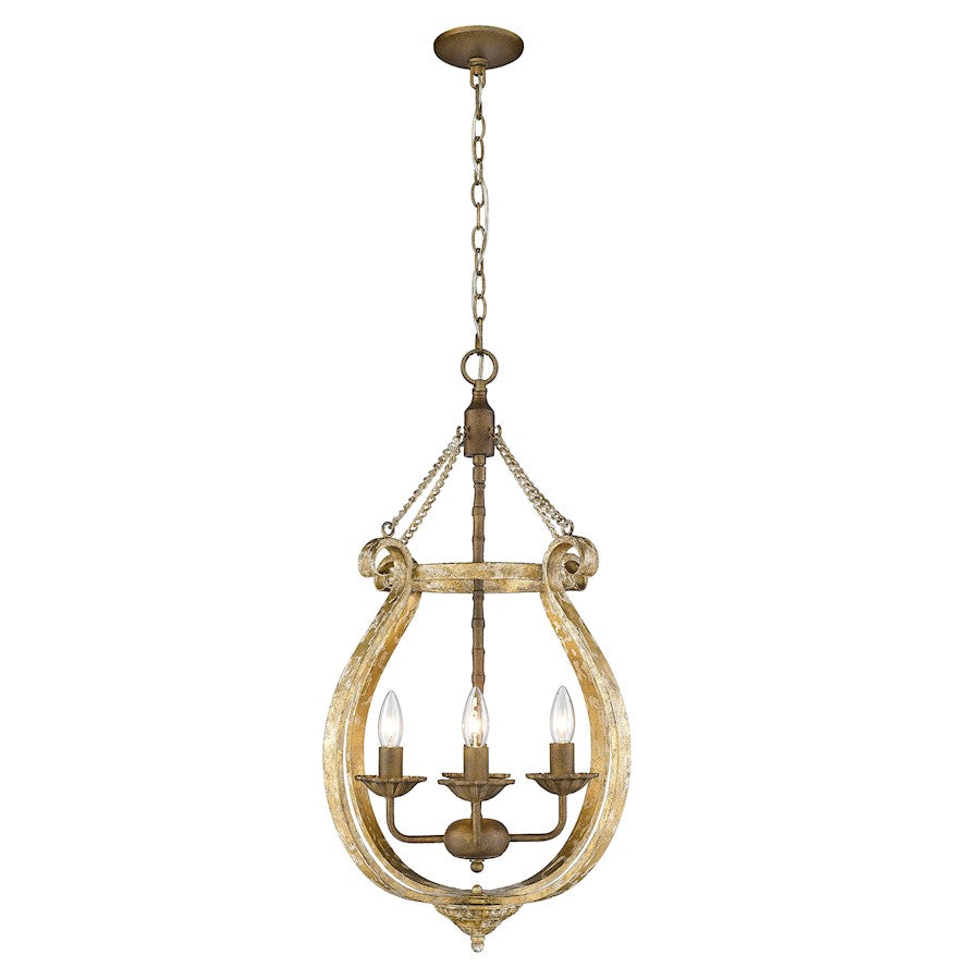 Golden Lighting Delphine 1-Light Pendant, Chestnut/Vintage Gold - 0902-4PBC-VG