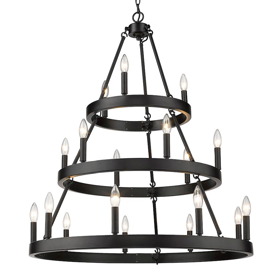 Golden Lighting Alastair 3+6+9-LT 3 Tier Chandelier, Matte Black - 1017-369BLK