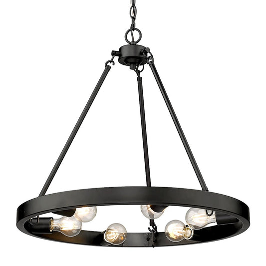 Golden Lighting Castile 6 Light Chandelier, Matte Black - 1019-6BLK