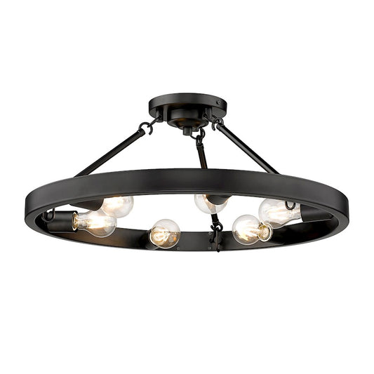 Golden Lighting Castile 6 Light Semi-Flush, Matte Black - 1019-6SFBLK