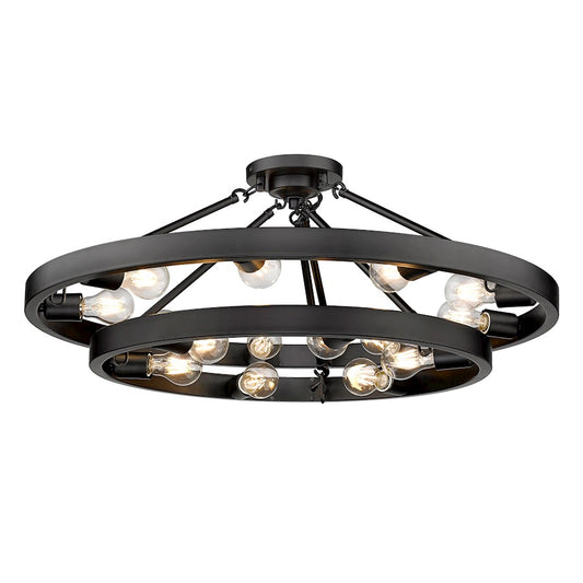 Golden Lighting Castile 15 Light Semi-Flush, Matte Black - 1019-96SFBLK