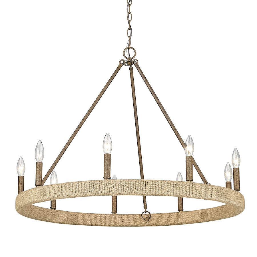 9 Light Chandelier, Burnished Chestnut