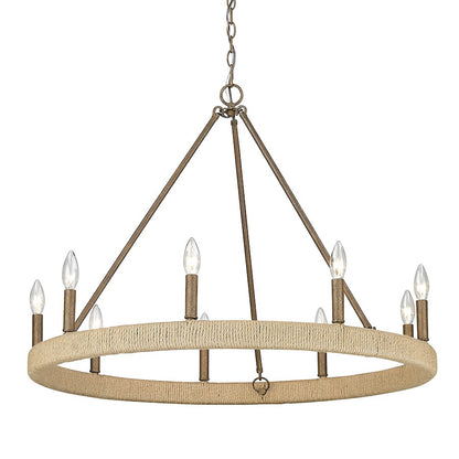 9 Light Chandelier, Burnished Chestnut