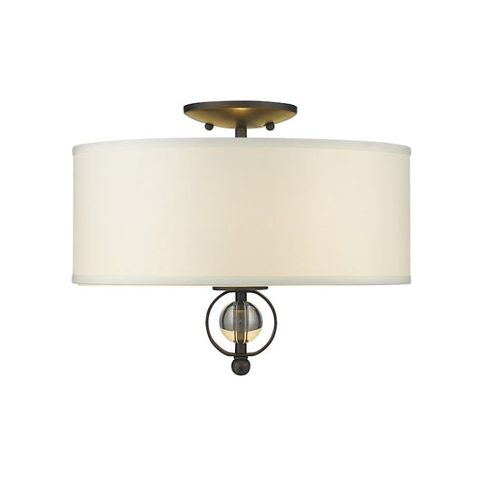 Golden Lighting Cerchi Flush Mount, Rubbed Bronze/Opal Sat, Shade