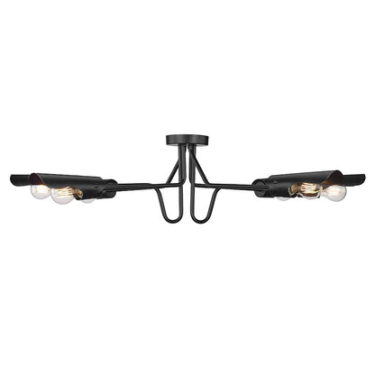 Golden Lighting Newton 6 Light Semi Flush Mount, Matte Black - 1040-6SFBLK