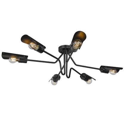 Golden Lighting Newton 6 Light Semi Flush Mount, Matte Black